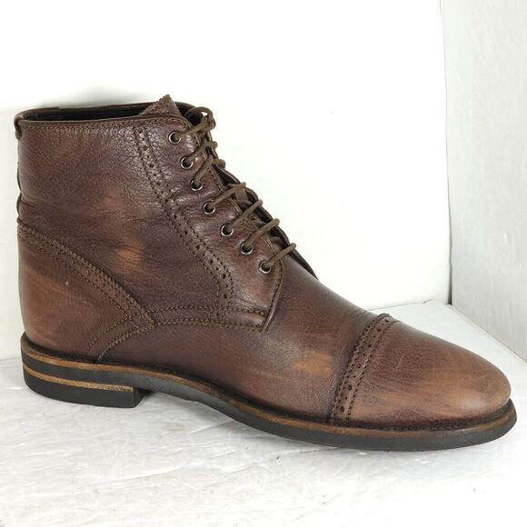 AQUATALIA Men\'s Carter US9,5 Brown Leather Lace-Up Cap Toe Ankle Boots main image 5